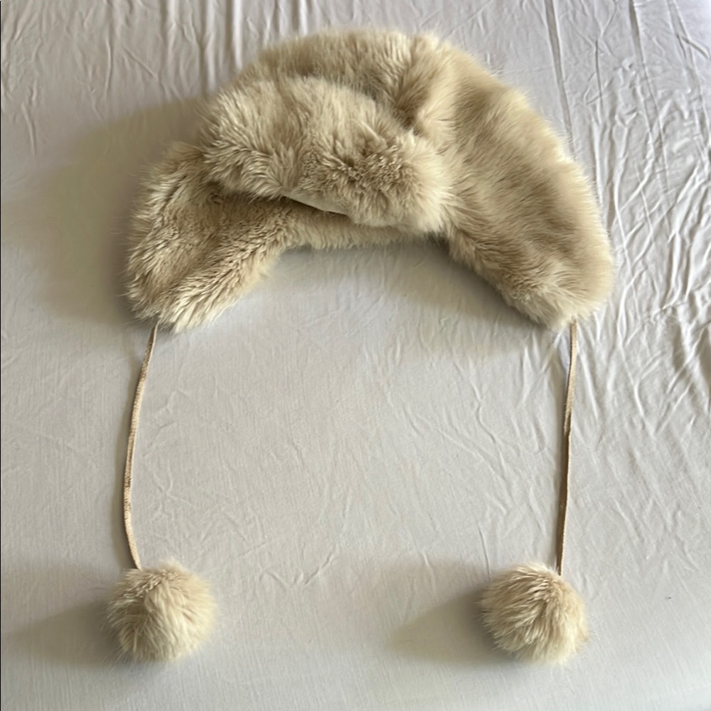Faux Fur Trapper Hat with Pom Poms